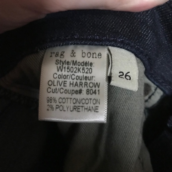 Rag & Bone The Skinny Jean In Olive Harrow Size 26 - Picture 9 of 10